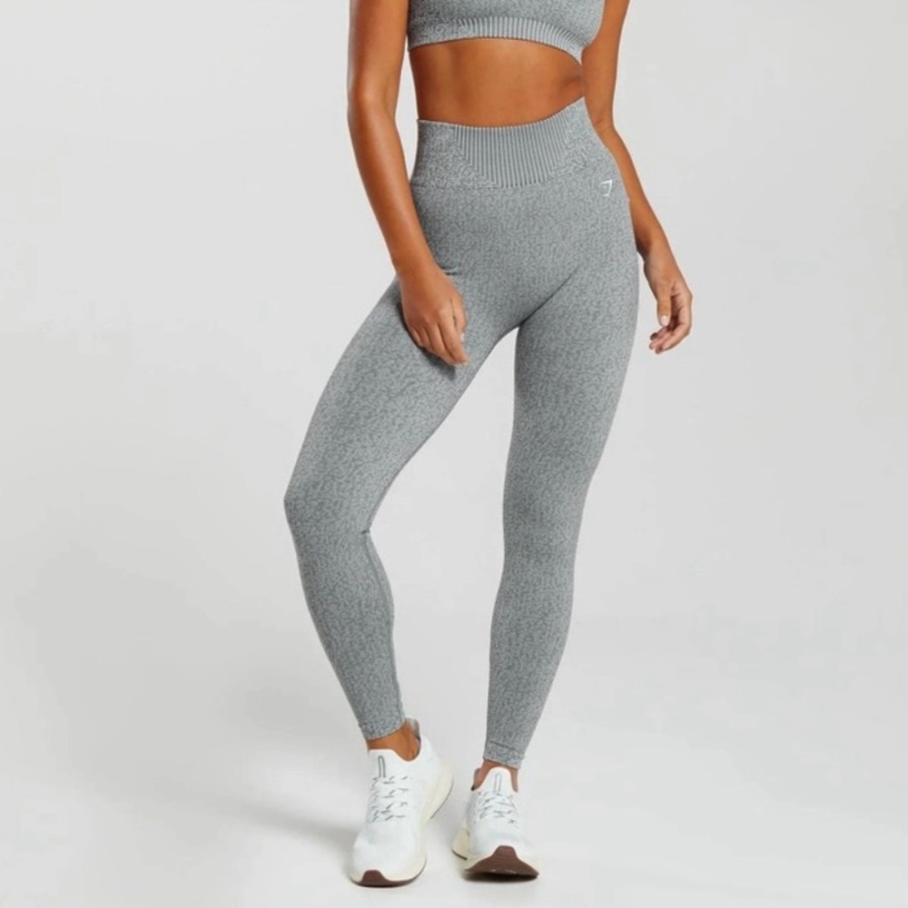 Gymshark Women’s Gray Marl Seamless High Waisted Athletic Leggings Size Small